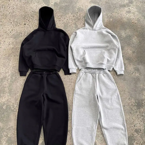 Ensemble 2 pièces OEM personnalisé streetwear : sweat à capuche zippé oversize brodé lettres style hip-hop et pantalon décontracté pour <span class=keywords><strong>homme</strong></span> - Product Image 2