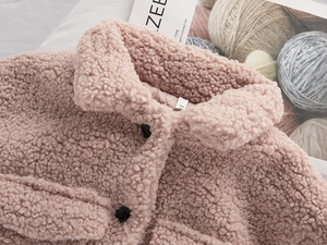 2022 mode bébé fille veste d'hiver épaisse laine d'agneau à manches longues solide bébé en bas âge bébé <span class=keywords><strong>mouton</strong></span> vêtements chauds d'extérieur coton enfants manteaux - Product Image 5