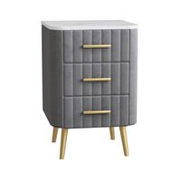 Usine en gros nordique lumière luxe Table de chevet classique Offre Spéciale chambre armoire mode marbre haut velours table de chevet