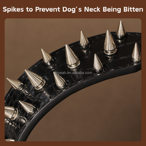 Collares de Cuero Anchos con Púas Anti-Mordida para Perros, <span class=keywords><strong>Collar</strong></span> con Tachuelas para Pitbull y Bulldog - Product Image 2