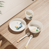 Ensemble de 5 pièces en silicone sans BPA pour bébé : assiette, bavoir, bol, tasse, cuillères, bols pour nourrissons, vaisselle cadeau