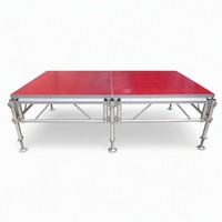Scène mobile en aluminium robuste, plateforme portable avec escalier et rampe pour concerts en plein air, festivals, spectacles, vente en gros