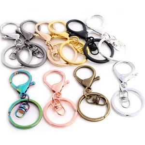 Factory Wholesale Custom Lobster Claw Clasp Keychain Key Ring With Flat Split Ring Lobster Clasps Swivel Trigger Clips Key Chain