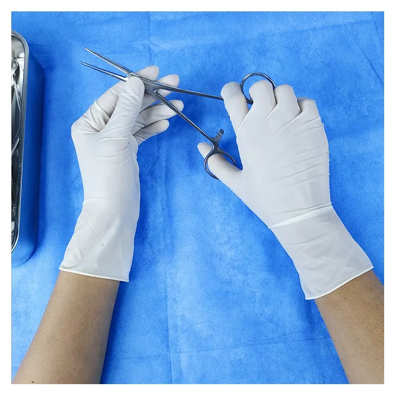 Disposable White Latex Examination Working Glove Powder Free Latex Safety Gloves with Gusiie