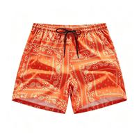Shorts de bain pour hommes à imprimé cachemire, taille élastique avec cordon de serrage, décontractés, séchage rapide, pour l'été, OEM