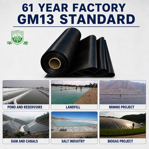 Géomembrane HDPE GM13 à surface lisse 61 Factory, épaisseur 0,2-2,5 mm, revêtement imperméable pour étang, décharge sanitaire, digesteur de biogaz, mine de cuivre, noir - Product Image 2