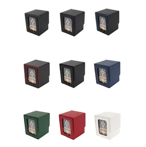 Boîte de rangement pour cartes MTG en cuir PU avec double fenêtre, boîte de rangement PTCG Pokémon, boîte de rangement pour cartes de jeu Wanzhi. - Product Image 3