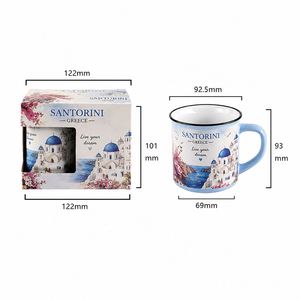 Taza de Cerámica Personalizada de Recuerdo de Santorini, Grecia, Taza de Café de Viaje con Impresión de Monumentos, con Empaque de Regalo - Product Image 2