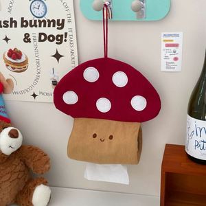 Wall-mounted <b>Paper</b> Towel Holder Fabric Cute Mushroom <b>Tissue</b> Bag Hanging <b>Tissue</b> Organizer for Home Kitchen - Product Image 3