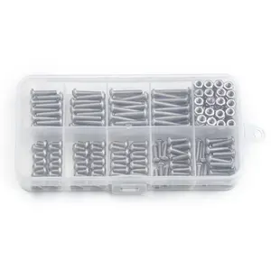340pcs Stainless Steel M3 Hex Socket Pan Head Screws Cylindrical Hexagon Socket And Nut Combination Box