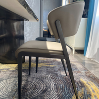 Chaise de salle à manger en cuir ModHomi Nordic Black, style italien moderne et luxueux, pour restaurant, cuisine, meubles de maison, avec pieds en métal