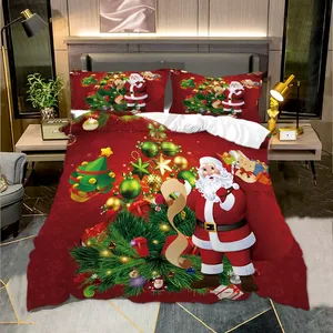 Giáng sinh <span class=keywords><strong>3D</strong></span> in ấn chăn tùy chỉnh mùa đông tấm ga trải giường Màu Đỏ Polyester <span class=keywords><strong>bedding</strong></span> <span class=keywords><strong>Set</strong></span> Nhà cung cấp - Product Image 5