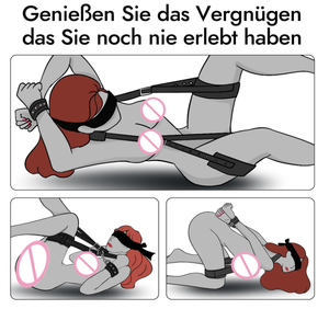 Kit d'équipement de bondage en cuir BDSM, menottes réglables, sangles de jambe, attaches pour poignets et cuisses, bandeau pour les yeux, pour couples, jouet sexuel pour adultes - Product Image 4
