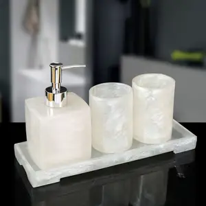 4pcs Gepolijst Hotel Polyresin Badkamer Accessoires Set