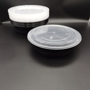 Contenitore <span class=keywords><strong>per</strong></span> Pranzo Rotondo Nero in PP Usa e Getta, Adatto al Microonde, Ciotola <span class=keywords><strong>per</strong></span> Zuppa da 30 oz con Coperchio in Plastica - Product Image 3