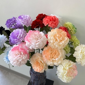 Pivoines artificielles en soie colorées à trois têtes, branche unique, faites à la main, réalistes, pour mariage, Saint-Valentin, fleurs d'arche - Product Image 3
