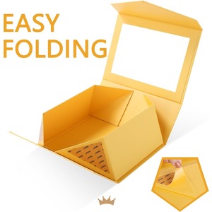 Caja de regalo amarilla con tapa y ventana, caja de regalo transparente, con cinta, caja para propuesta de dama de honor, se puede personalizar - Product Image 5