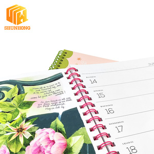 Agenda Settimanale Illustrata Botanica con Rilegatura a Spirale Rossa, Interni Floreali a Colori, Bordi Rossi, Diario della Natura - Product Image 2