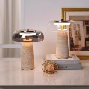 Tfshanks Yellow Travertine Table Lamp Mushroom Shape Led <b>Light</b> Bedroom Study Desk Lamp - Product Image 4