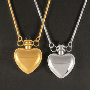 Pendentif romantique en forme de cœur, design bouteille d'eau miniature, en acier inoxydable plaqué or 18 carats, avec glaçure colorée et poids, pour anniversaire - Product Image 6