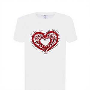 Camiseta de San Valentín para Mujer, Manga Corta, Cuello Redondo, Estampado de Corazón y Animales, Estilo Casual de Invierno, 100% Algodón Jersey, Corte Regular - Product Image 1