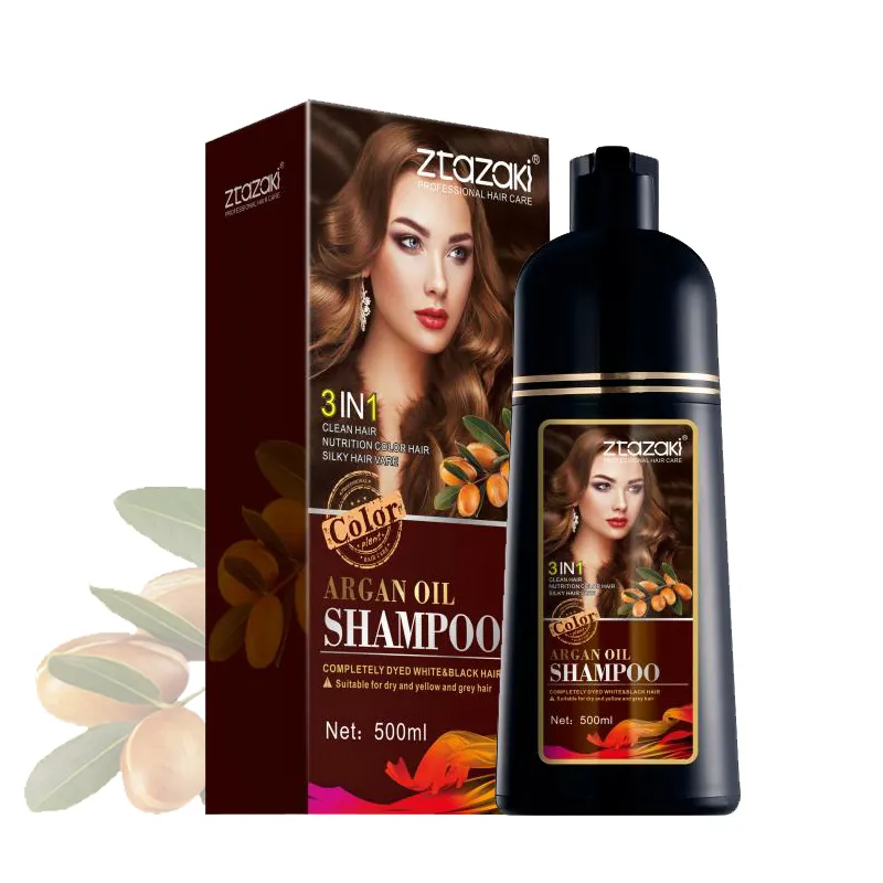 Óleo de argan para pintar cabelo, tintura rápida de longa duração, fácil de usar, tintura natural, shampoo preto para tingimento de cabelo