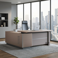 Ensemble de bureau et chaise de direction de luxe au design moderne haut de gamme avec panneau lumineux, style bois, bureaux de style professionnel