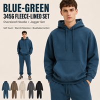 Ensemble de survêtement pour homme surdimensionné en molleton épais 345 g/m² avec doublure polaire, logo personnalisé, streetwear automne-hiver