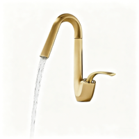 Nouvelle Mitigeur de cuisine monotrou rotatif en laiton brossé or/chrome/noir pour évier, eau chaude et froide, robinet de lavabo de salle de bain