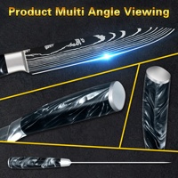 Gratis verzending SkyCook 5 inch keukenmes Damascus staal gepersonaliseerde 6-delige steakmessen met obsidiaan zwart hars handvat