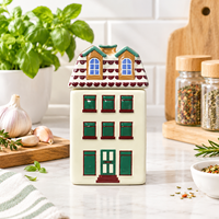 Pot à épices en céramique en forme de maison, récipient de rangement de cuisine, pot à assaisonnements mignon style Cottagecore, décoration d'intérieur, cadeau
