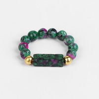 Zierliche Naturstein Fingerringe für Frauen Männer Handgemachter Modeschmuck Böhmischer elastischer Edelstein Perlen Ring Geschenk