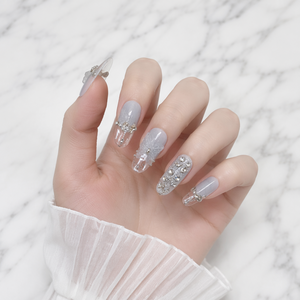 Uñas Postizas de Acrílico con Efecto Ojo de Gato y Mariposa, Transparentes, con Pedrería 3D, Cobertura Total, para Dedos - Product Image 4
