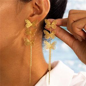 가벼운 럭셔리 복고풍 술 나비 귀걸이 스테인레스 스틸 패션 기질 다재다능한 디자인 스테인레스 스틸 귀걸이 - Product Image 3