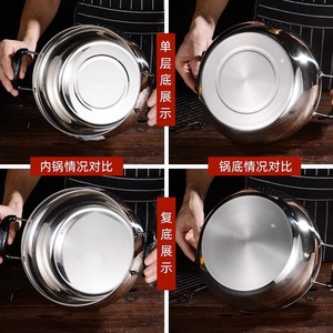Stainless Steel Soup Pot 16-26cm Thickened <b>Large</b> Capacity For Home Cooking With Glass Lid Induction Compatible - Product Image 5