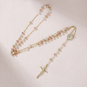 All'ingrosso originale croce tendenza 18K <span class=keywords><strong>oro</strong></span> <span class=keywords><strong>placcato</strong></span> in ottone cattolico collana religiosa <span class=keywords><strong>rosario</strong></span> Design semplice con zircone pietra principale - Product Image 5