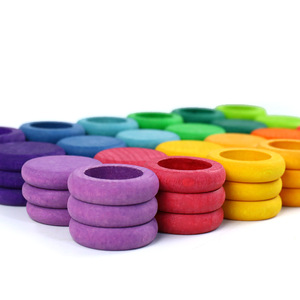 Bloques de construcción de arcoíris, anillos de madera para combinar colores, juguete educativo para niños pequeños de 0 a 3 años - Product Image 2