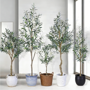 Oh Arts - Décoration d'intérieur nordique de haute qualité - Plante artificielle en <span class=keywords><strong>olivier</strong></span> - Bonsaï d'extérieur - Plante artificielle réaliste - Résistante aux UV - Product Image 1