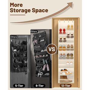 12 Tier Over The Door Shoe Organizer Breathable Mesh Hanging <b>Rack</b> For Closet <b>Storage</b> Shoe Holder Fit 24 Pairs - Product Image 3