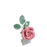 Bouquet de roses en verre à vin DIY, fleurs éternelles faites à la main, bouquet de fleurs tissées à la main, Saint-Valentin