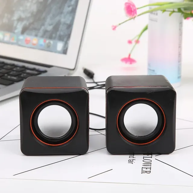 USB Powered Mini Stereo Speakers for Laptop and Desktop PC, Compact Dual Speaker System for Multimedia, Home and Office Use