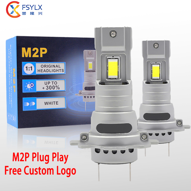 FSYLX M2P LED Headlight High Power Mini Size With Fan LED H7 Headlight Bulb CSP 3570 60W H1 H3 H7 9005 9006 H11 H8 Car LED Light