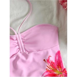 FOXA Conjunto de tankini floral de 2 piezas para niña, traje de baño sin mangas con cuello halter, UPF50+, ropa de playa de secado rápido - Product Image 4