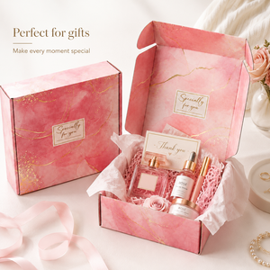 Stamped Eco-Friendly Custom Pink Watercolor Gold Foil Vein Full Print Corrugated Mailer <b>Box</b> <b>Foldable</b> Aircraft Shipping <b>Box</b> - Product Image 4