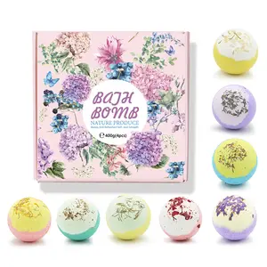 Bola de baño de flores secas populares Caja de regalo de gama alta Bola de sal de baño de rosas