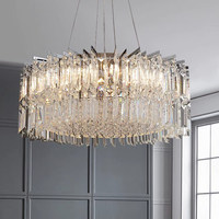 Lámpara de Araña de Cristal de Lujo, Altura Ajustable, LED Moderna y Minimalista, Iluminación para Villa, Sala de Estar, Dormitorio, Comedor, Ambiente Cálido