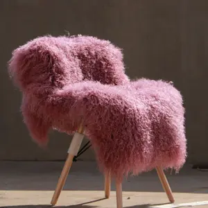 Decorative Furniture Fabric 100% Real Sheepskin Curly Hair Mongolian Lamb Fur Plates Fur Carpet for Room