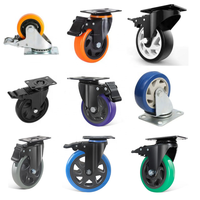 Roue pivotante en PVC personnalisée avec verrouillage, vente en gros, roue pivotante à plaque supérieure pour chariot, roue en PVC orange de 3, 4 et 5 pouces