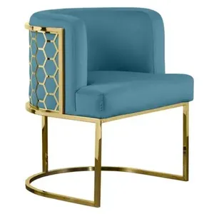 Nordischer Esszimmers tuhl Gold Metall bein Samt Sessel getuftet rosa Samt Stuhl für Esszimmer