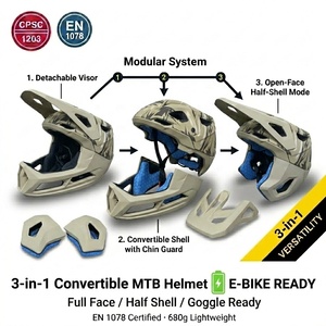 <span class=keywords><strong>Casco</strong></span> Integral para Bicicleta Eléctrica de Montaña, <span class=keywords><strong>Casco</strong></span> E-<span class=keywords><strong>MTB</strong></span> al por Mayor, EN1078 ASTM F1952, de Alta Velocidad, con Mentonera <span class=keywords><strong>Desmontable</strong></span>, 680g - Product Image 1